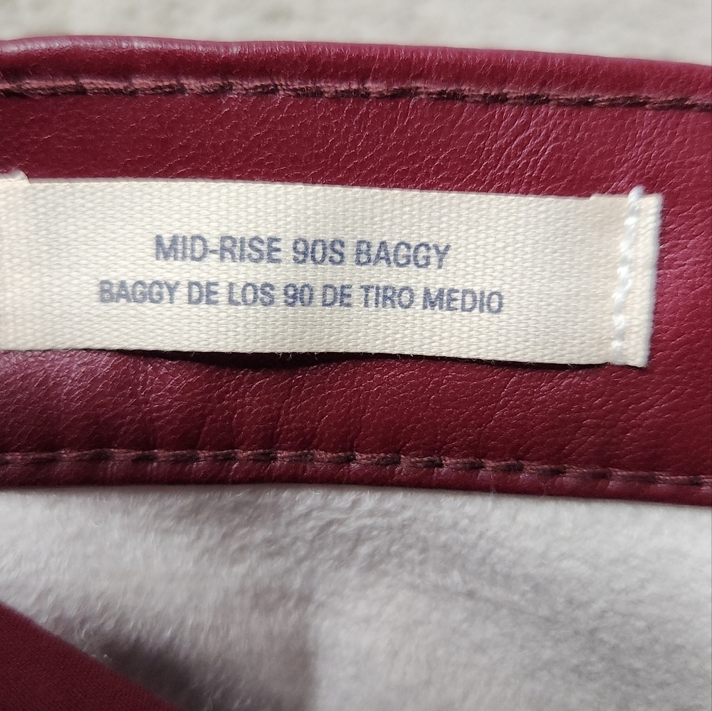 Women's Mid-Rise Faux Leather Baggy Jeans - Universal Thread Red 2 - Picture 6 of 14